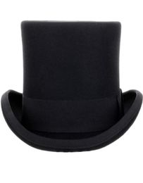 135 cm High 100 Wool Top Hat Satin Président de fête de fête Men039 Felt Derby Black Hat Women Men Fedoras60241969755244