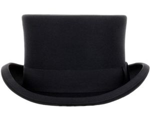135cm High 100 Wool Top Top Satin President Party Men039s Derby Derby Black Hat Mujeres Fedoras60241964564540