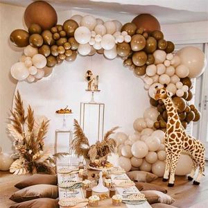 136 stks retro koffie naakt ballon boog garland kit voor safari babybridal douche, verjaardagsfeestje, bruiloft, grad, jubileum par 211216