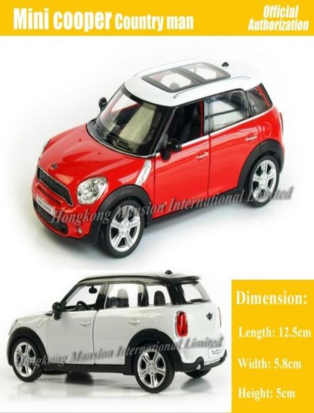 136 Modèle de voiture en métal en alliage en alliage diecast pour Mini Cooper S Countryman Collection Modèle Pull Back Toys Car RedwhiteBlackBlue3081695