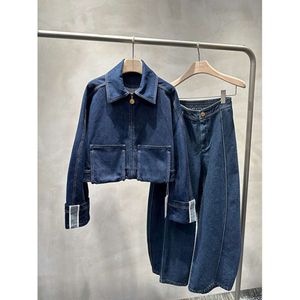 13733 Tenue d'automne associée à un ensemble deux pièces en denim bleu Spicy Girl pour tenue Maillard pour femmes