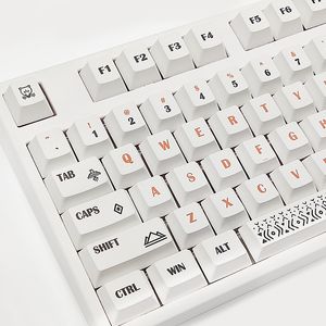 138 teclas/juego de teclas blancas con perfil de cereza PBT SYE-SUB Keycap para MX Switche DIY, tapas de teclado mecánico para jugar personalizadas