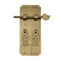 Manija de la puerta de 13 cm/16 cm estilo chino retro puro cobre antiguo muebles chinos mango de pareja de gabinete recto
