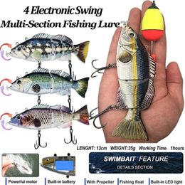 Señuelo de pesca eléctrico de 13CM, señuelo de natación automático, Wobblers de 4 segmentos para deportes al aire libre, señuelo de pesca Swimbait, recargable por USB 240314