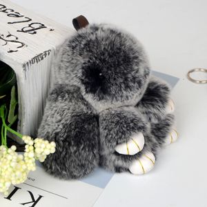 13 cm vorststijl Rex Furs Rabbit Plush Toys Key Ring Keychain Hangtas Car Charm Tag Leuke Mini Toy Doll Real Fur