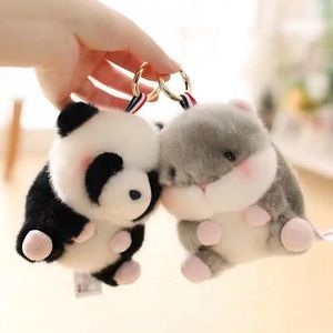 13 cm Kawaii Hamster Kip Panda Konijn Varken Koe Pluche Sleutelhanger Leuke Zachte/ Cartoon Dier schooltas Hanger kinderen meisje geschenken 240122