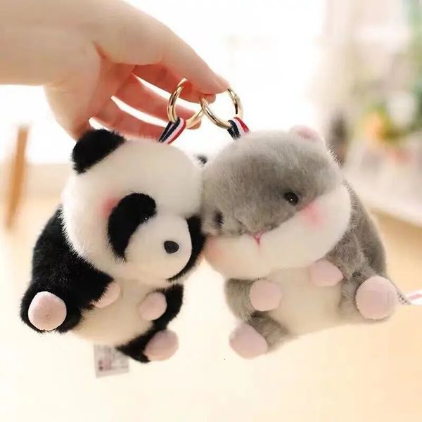 13 cm Kawaii Hamster poulet Panda lapin cochon vache en peluche porte-clés mignon doux/dessin animé Animal cartable pendentif enfants fille cadeaux 240122