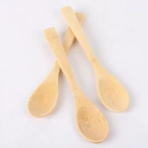 13cm Round Bamboo Wooden Spoon Soup Tea Coffee Honey spoon Spoon Stirrer Mixing Cooking Tools Catering Kitchen Utensil Wholesale FY2693