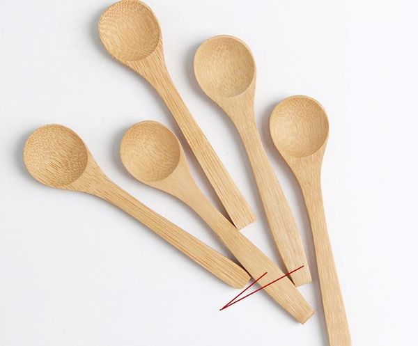 13cm rond bambou cuillère en bois soupe thé café miel cuillères agitateur mélange outils de cuisine restauration ustensile de cuisine SN610