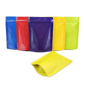 13CMX18cm Gekleurde aluminiumfolie stand-up pouches Doypack eten thee koffie opslag Mylar Bag met rits