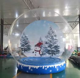 13ft 4m diameter opblaasbare sneeuwbol Kerst heldere transparante opblaasbare bubbelkoepel met licht