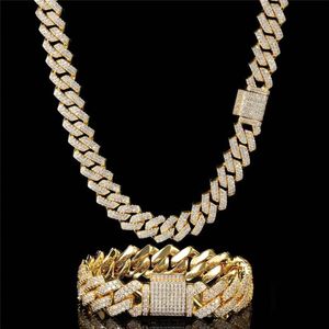 13mm 16-24 pouces plaqué or Bling CZ Miami chaîne cubaine collier Bracelet pour hommes femmes Hip Hop Punk bijoux collier Chains262I