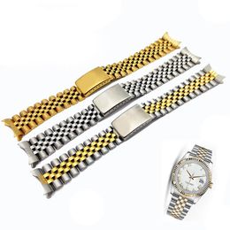 13mm 17mm 20mm Horlogeband Pure Solid Stainless Steel Two Tone Hollow Curved End Solid Screw Links Watchband Strap voor Rolex Old St255c