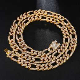 13mm 18/20/22 / 24 inch goud zilverkleuren ijs uit strass figaro kettingen ketting sieraden voor mannen vrouwen hot koop