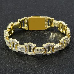 13mm 7/8 pouces Hip Hop Bracelet chaînes plaqué or glacé CZ papillon Bracelet chaînes mode rappeur Bracelets mâle bijoux cadeau