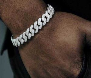 13 mm 7inches hoge kwaliteit 2 rij Cubaanse ketting met d vvs moissaniet diamant zilveren hiphop link voor herenarmband