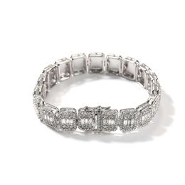 Pulsera de Hip Hop con rejilla de nueve palacios de diamantes completos de aleación de 13 mm para hombres y mujeres Cadena de eslabones cubanos de plata de ley con diamantes de moissanita GRA de 18 quilates