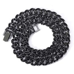 13MM Black Diamond CUBAN CHAIN Legering Iced Out Full Rhinstone Hip Hop Bling Chains voor heren