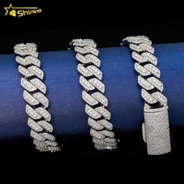 Correntes cubanas de 13 mm com 3 linhas de diamante Cz, colar de prata esterlina 925, pulseiras masculinas de hip hop