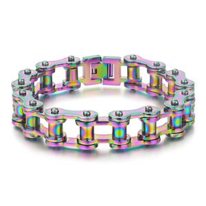 13 mm zware regenboog roestvrijstalen motorfiets fiets ketting armband heren vrouwen goud zwarte fietsen fietsfietser armbanden polsband hiphop sieraden