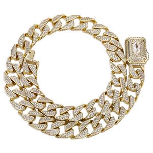 13MM Miami Cuban Chain Spring Broche Ice Micro Pave CZ Collar Hip Hop Moda de lujo para hombre Joyería para fiesta de regalo