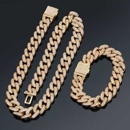 13mm Miami Cubain Lien Chaîne Bracelet Collier Ensemble Glacé Hommes Hip Hop Bijoux avec Boîte-Cadeau Drop Shipping