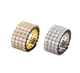 Taille de 13 mm 612 4 lignes de tennis d'anneau en cuivre or argent zircon zircon iced out bijoux hip hop6511500