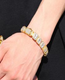 13MM Vierkant Iced Out Dianond Tennis Armbanden Ketting Zirconia Designer Diamond 14K Gouden Armband Heren Sieraden6732459