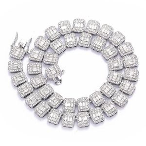 Chaîne de Tennis carrée de 13MM, plaqué or et argent, diamant de laboratoire complet, colliers Hip Hop pour hommes, 260M