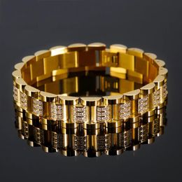 13 mm roestvrijstalen setting aaaaa cz zirkoon link armband mannen vrouwen hiphop zware miami gouden zilveren horlogeband fiets strass ketting armbanden charme sieraden