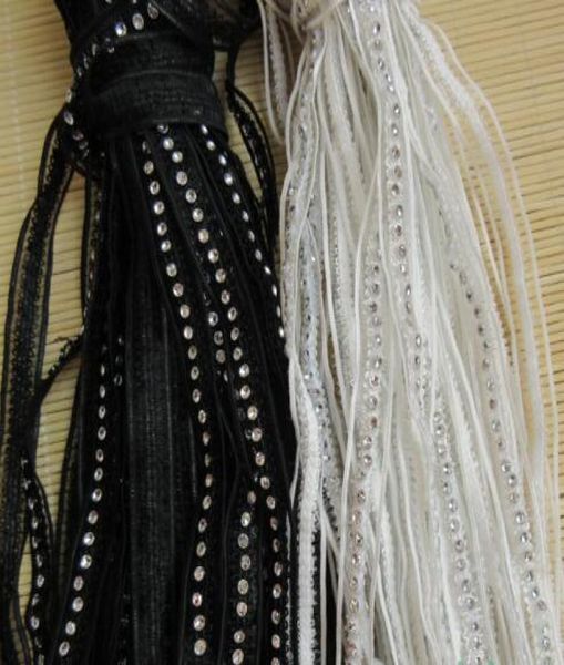 Tela de cinta de encaje bordado de diamantes blancos y negros de 13 mm de 13 mm DIY DIY DIY VESTIVO DE VERCES DE NECESO CARRACIÓN DE COSER