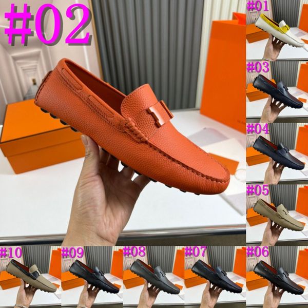 40 Modelo Mencas de cuero genuino Diseñador de mocasines Conjuntos de conducción cómodas Slúdito de lujo en el hombre Moccasins Boda para la fiesta de bodas zapatos de la oficina del vestido de cuero