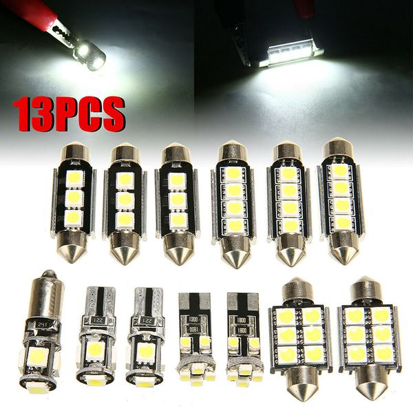 13 Uds. De luces interiores de coche, Kit de bombillas LED de cúpula delantera y trasera de alto brillo, luces de lectura para coches, interiores de coche blancos VW Golf 6 M-K6 G-TI