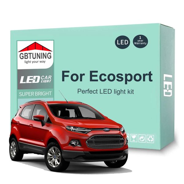 Kit de bombilla interior LED de 13 PCS para Ford Ecosport 2013 2014 2015 2016 2017 2018 2019 2020 2021 Mapa de automóviles de mapa de automóvil Cañus