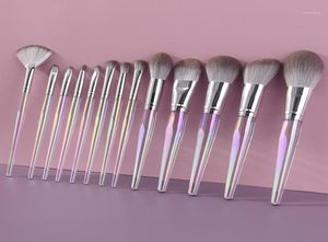 13 pièces pinceaux de maquillage ensemble tube en aluminium multicolore poignée galvanisée pour fard à paupières fond de teint poudre eyeliner surbrillance blush11501401