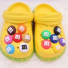 13pcs Round M Beans Kids Chaussures Accessoires Simple Garden Shoe Choot Boucle Décorations Fit Croc Jibz Charm Backpack