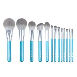 13 unids/set pinceles de maquillaje azules, conjunto completo, colorete en polvo grande, esculpido, sombra de ojos, kit de maquillaje, resaltador de manchas, pincel para labios y cejas 240115