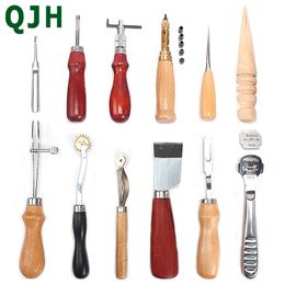13pcs / ensemble Kit d'outils de cuir en cuir professionnel couture d'épissage outil de poinçonnage bord de réparation accessoires à intervalle