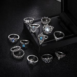 13 stuks set sterling zilveren vuuropaal ringen natuurlijke edelsteen maansteen bruiloft verlovingssieraden cadeau voor dames248d