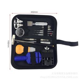 Kit d'outils de réparation de montre, ouvre-horloge, dissolvant de maillons, ensemble d'outils de barre à ressort avec sac de rangement résistant à l'eau noir, 13 pièces, New285i