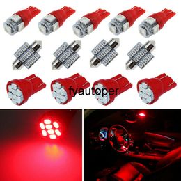13PCS Universal Red Car Tuning Led Lights Interior Package Kit Dome Kenterbord Lamp Lampen Interieuronderdelen Auto -accessoires