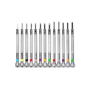 13pcs Watch Tool Reparatie Schroevendraaier Set 0,6 mm-2,0 mm Sleufted/cross-schroevendraaier Kit Professionele horlogemakers Watch Tools