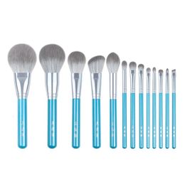 13pcsset pinceaux de maquillage bleu ensemble complet gros fard à joues en poudre sculptant le fard à paupières kit de maquillage surligneur à sourcils pinceau à lèvres 240124