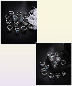 13 Stuks Set Sterling Zilveren Vuur Opaal Ringen Natuurlijke Edelsteen Maansteen Bruiloft Verlovingssieraden Cadeau Voor Vrouwen8599735