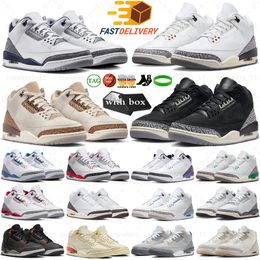 Jumpman 3 Zapatillas de baloncesto para hombre Jump Man 3s Midnight Navy Medellín Sunset White Cement Fire Red Pine Green Cardinal Racer Blue Dark Iris UNC Zapatillas de deporte para mujer