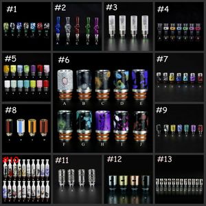 13 styles de flux d'air en acier inoxydable à large alésage crâne 510 Ego Drip tips long verre Pyrex métal pierre de jade Drip tip résine céramique embout du zodiaque