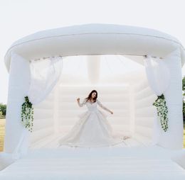 13x13ft/15x15ft Wit Bounce House Oxford met PVC opblaasbaar bruiloft Bouncy Castle/springbed/uitsmijter met luchtblazer voor feest- en evenementenactiviteiten