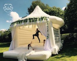 13x13ft Commerciële huuropplekbare witte bounce huizenblazer springkasteel voor buiten volwassen kinderfeestje bruiloftsactiviteiten