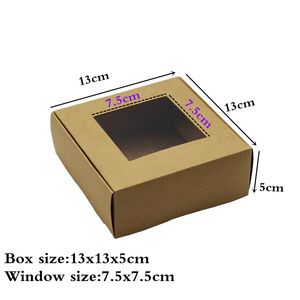 13x13x5cm Handgemaakte zeepdoos Kraft Paper Doos Bruin Karton Wit Craft Paper Gift Box Zwarte verpakking Sieradendozen