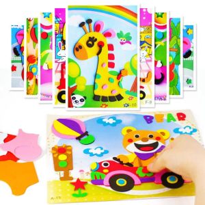 10pcs 13x17cm 3d Eva mousse autocollant puzzle jeu bricolage Cartoon Animal Learning Education Toys